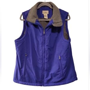 L.L.Bean, Vest, Fleece Lined, Full Zip, Gray Collar, Purple, Women's sz Reg Larg